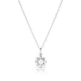 Sterling Silver Opal Cosmos October Birth Flower Necklace