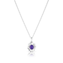Sterling Silver CZ Primrose February Birth Flower Necklace