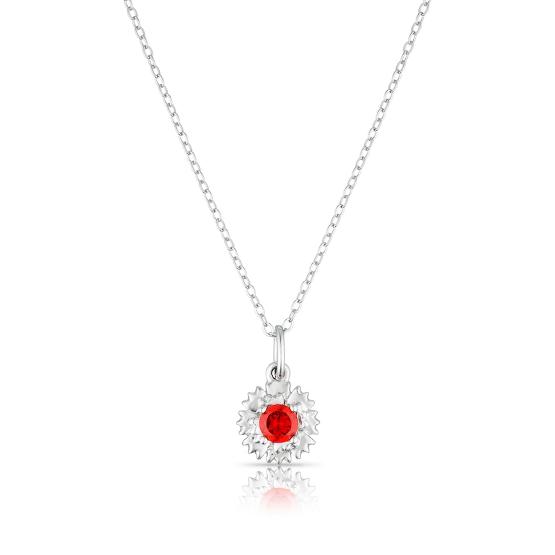 Main Image 1 of Sterling Silver CZ Carnation January Birth Flower Necklace