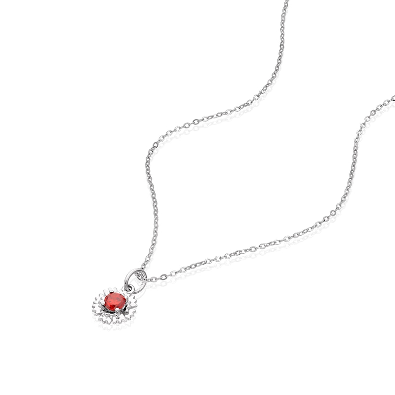 Main Image 2 of Sterling Silver CZ Carnation January Birth Flower Necklace