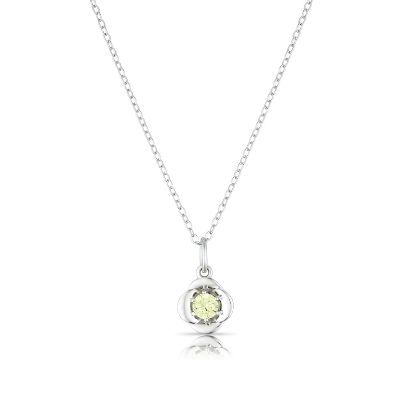 Sterling Silver CZ Poppy August Birth Flower Necklace