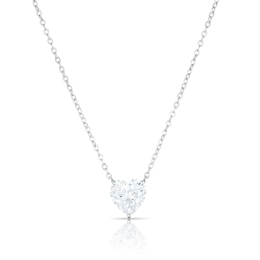 Sterling Silver Heart Shaped Cubic Zirconia Necklace