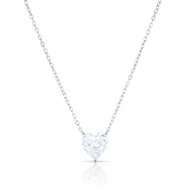 Sterling Silver Heart Shaped Cubic Zirconia Necklace