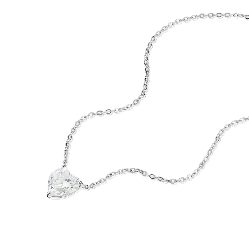 Main Image 2 of Sterling Silver Heart Shaped Cubic Zirconia Necklace
