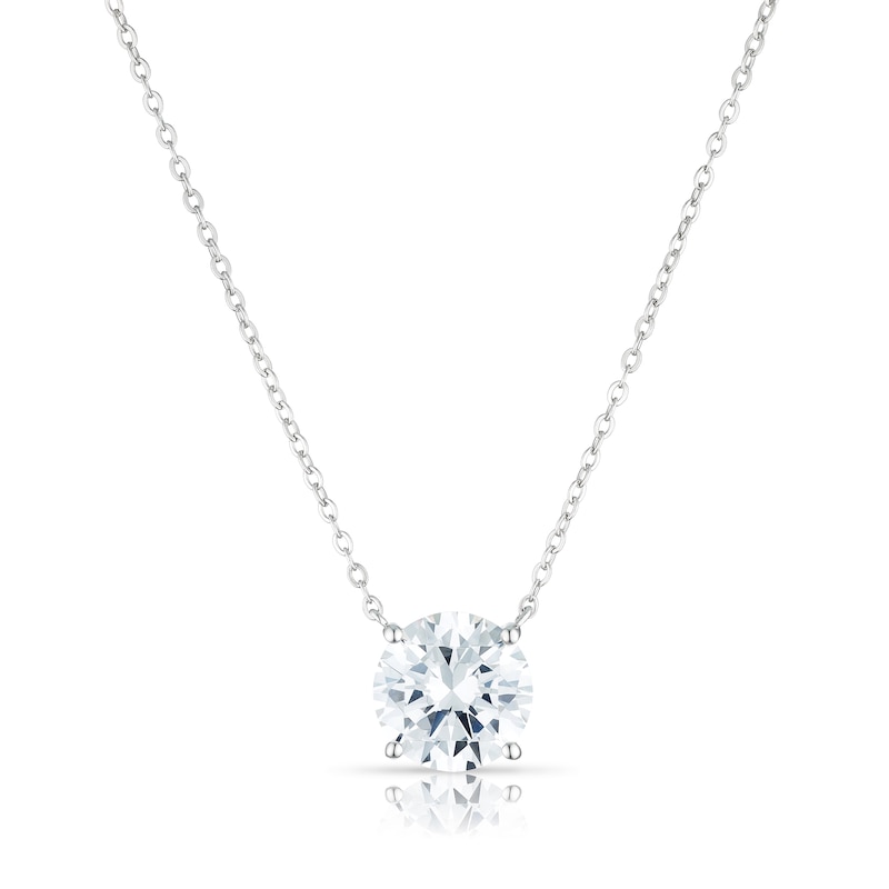 Main Image 1 of Sterling Silver Round Shaped Cubic Zirconia Necklace