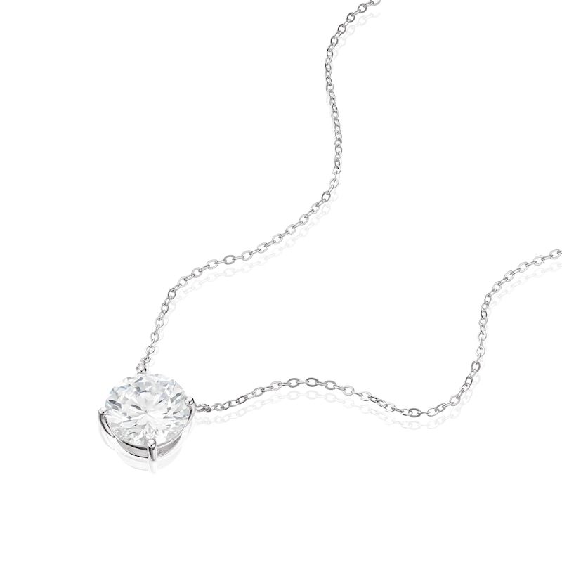 Main Image 2 of Sterling Silver Round Shaped Cubic Zirconia Necklace