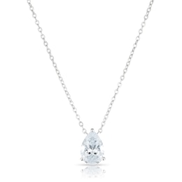 Sterling Silver Pear Shaped Cubic Zirconia Necklace