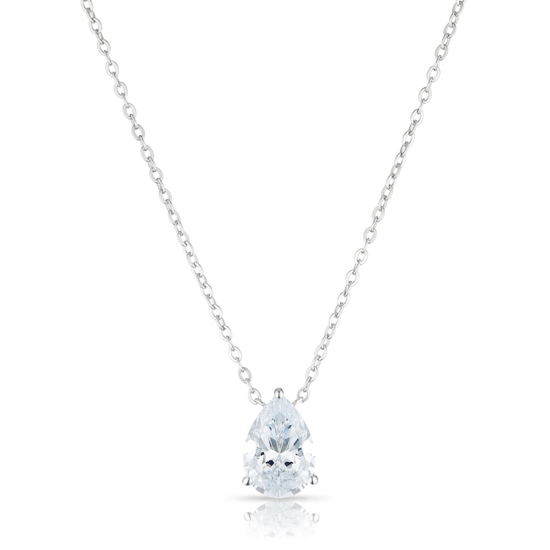 Main Image 1 of Sterling Silver Pear Shaped Cubic Zirconia Necklace