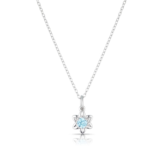 Sterling Silver CZ Daffodils March Birth Flower Necklace