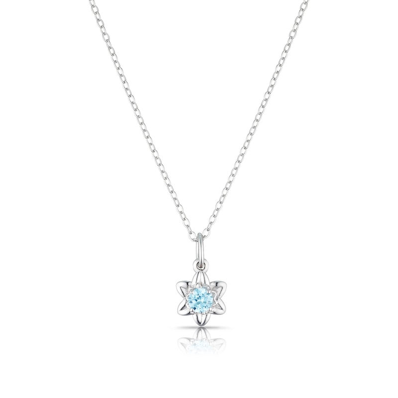 Sterling Silver CZ Daffodils March Birth Flower Necklace