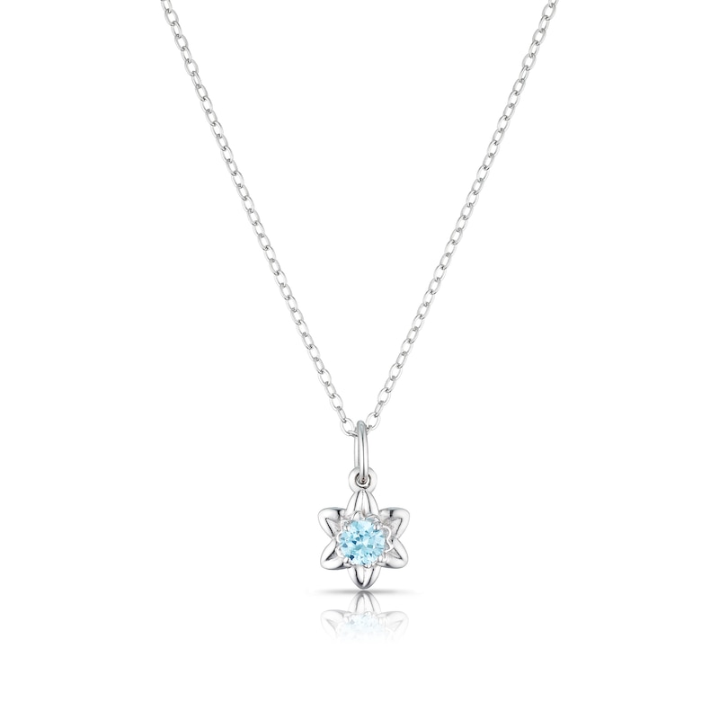 Main Image 1 of Sterling Silver CZ Daffodils March Birth Flower Necklace