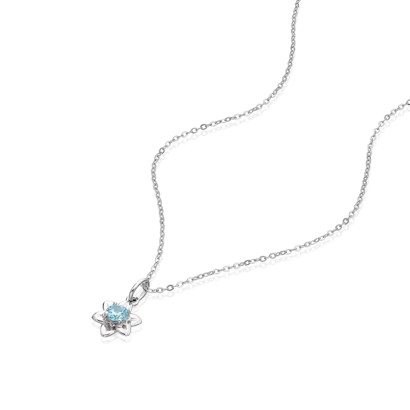 Main Image 2 of Sterling Silver CZ Daffodils March Birth Flower Necklace