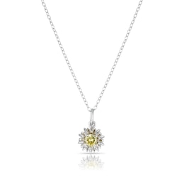 Sterling Silver CZ Chrysanthemum November Birth Flower Necklace