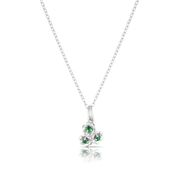 Sterling Silver CZ Hawthorn May Birth Flower Necklace