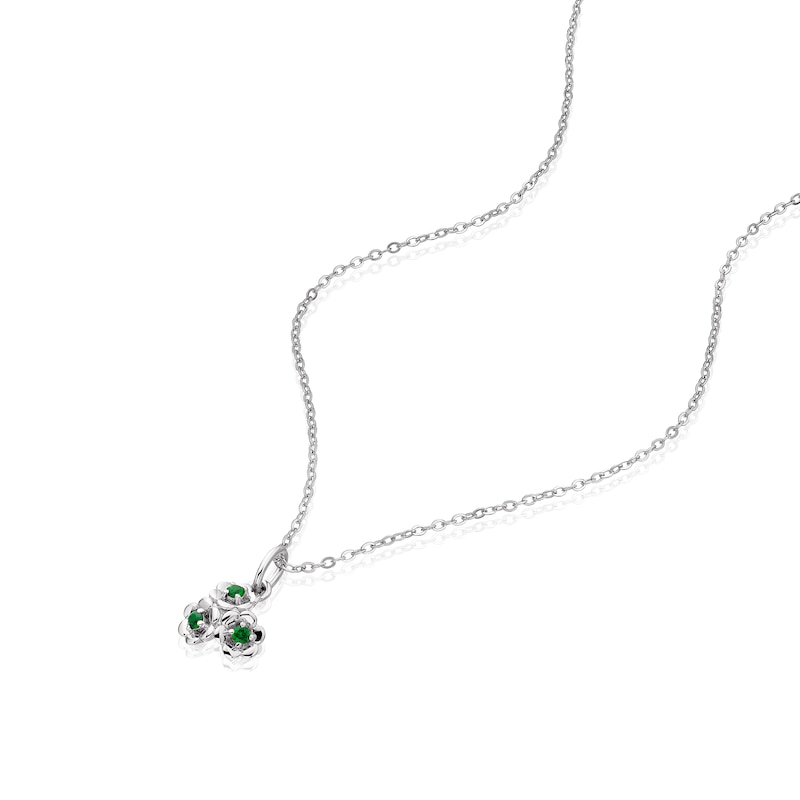 Main Image 2 of Sterling Silver CZ Hawthorn May Birth Flower Necklace