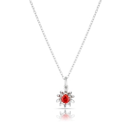 Sterling Silver CZ Waterlily July Birth Flower Necklace