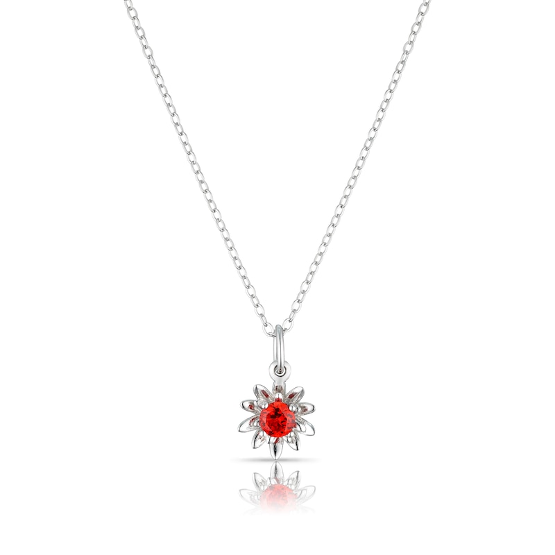 Main Image 1 of Sterling Silver CZ Waterlily July Birth Flower Necklace