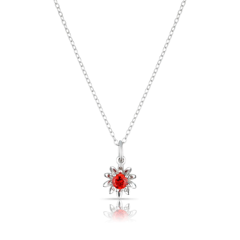 Sterling Silver CZ Waterlily July Birth Flower Necklace