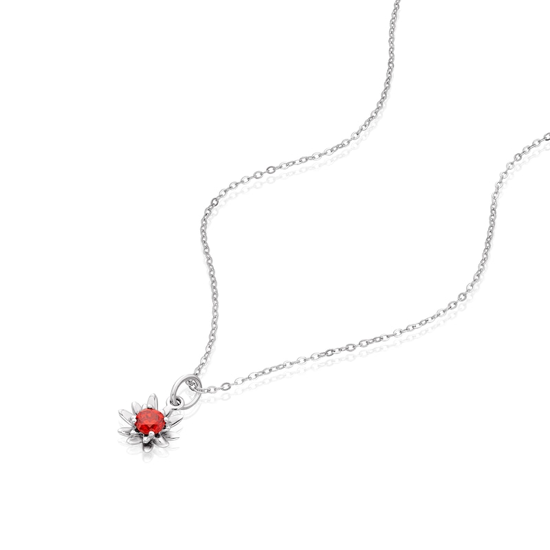 Sterling Silver CZ Waterlily July Birth Flower Necklace