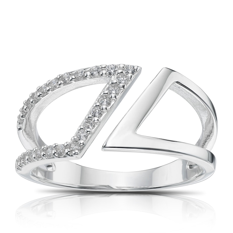 Main Image 1 of Sterling Silver & Cubic Zirconia Fancy Open Ring Size N