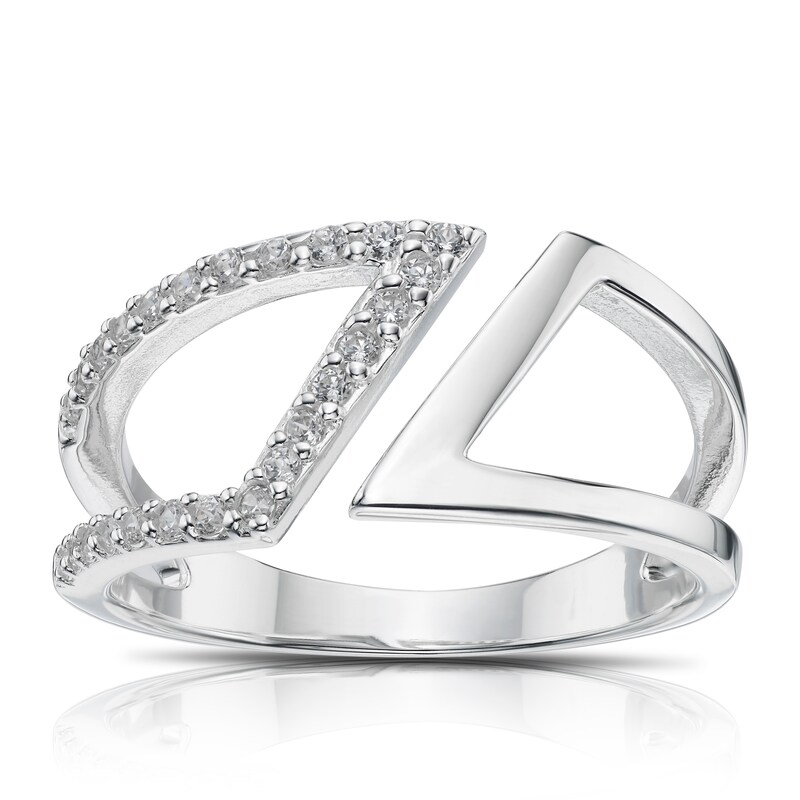 Main Image 1 of Sterling Silver & Cubic Zirconia Fancy Open Ring Size P