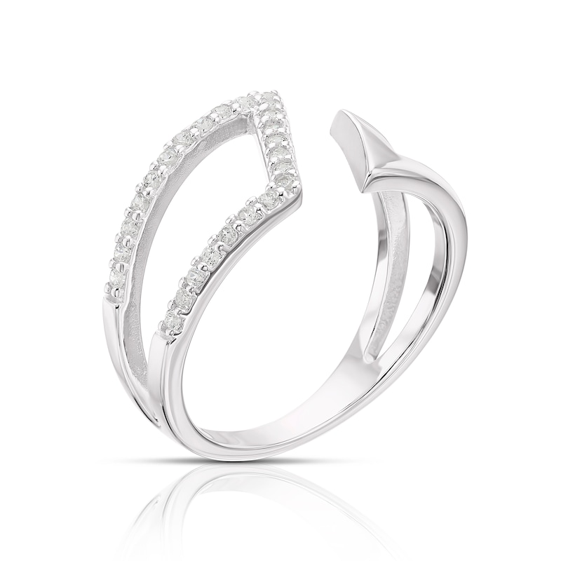 Main Image 2 of Sterling Silver & Cubic Zirconia Fancy Open Ring Size P