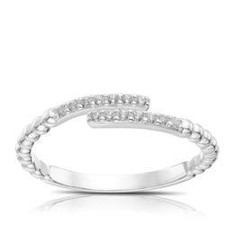 Sterling Silver & Cubic Zirconia Wrap Ring Size N