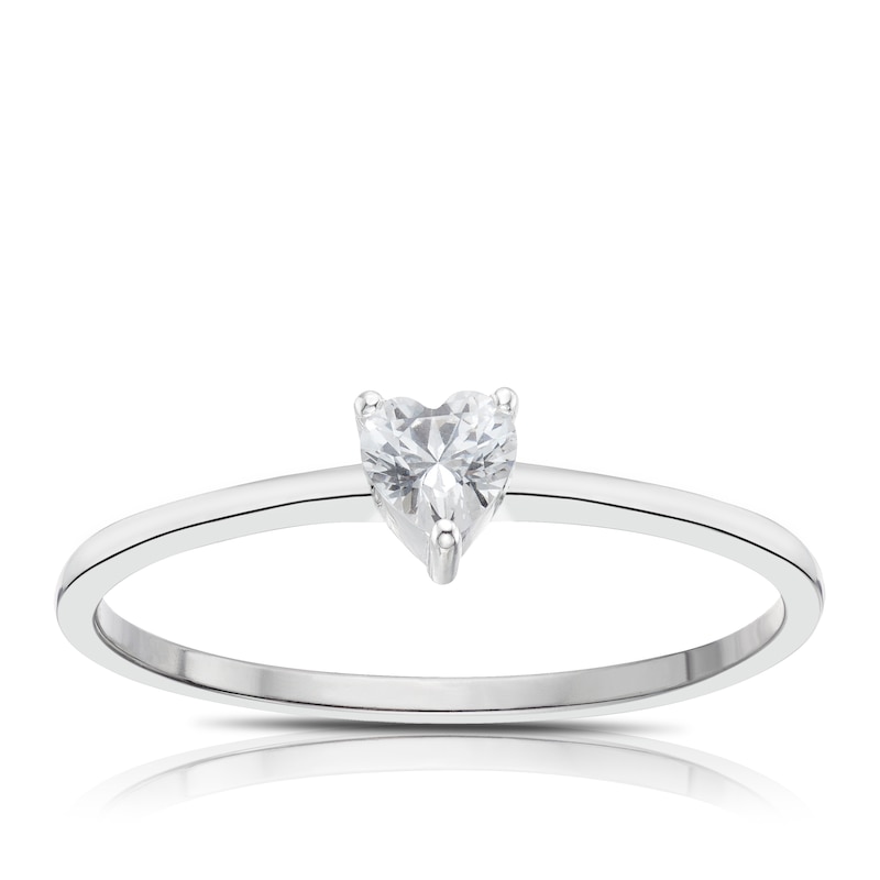 Main Image 1 of Sterling Silver & Cubic Zirconia Heart Cut Ring Size L