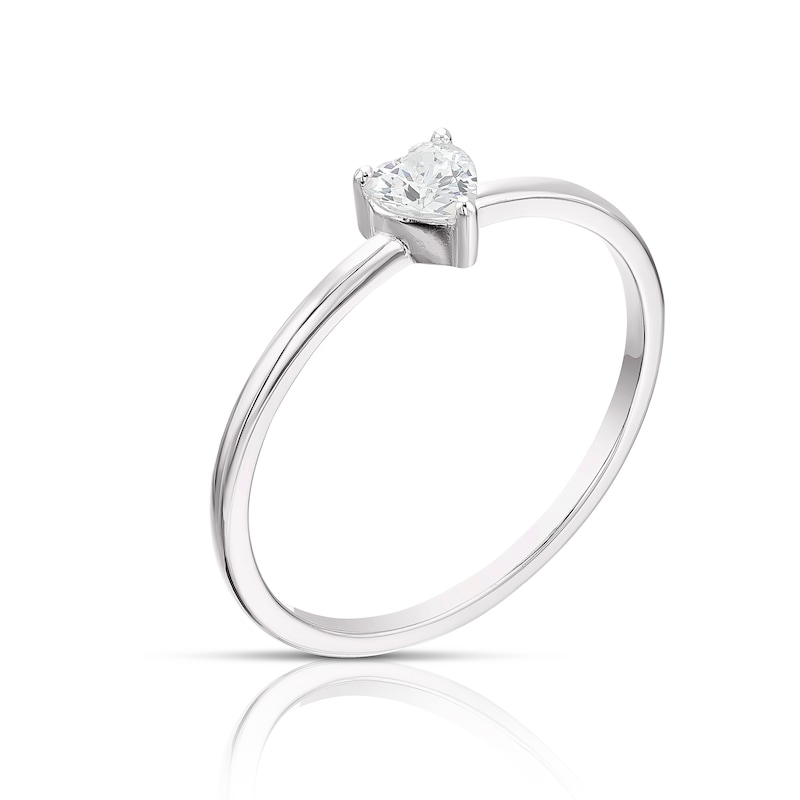 Main Image 2 of Sterling Silver & Cubic Zirconia Heart Cut Ring Size L