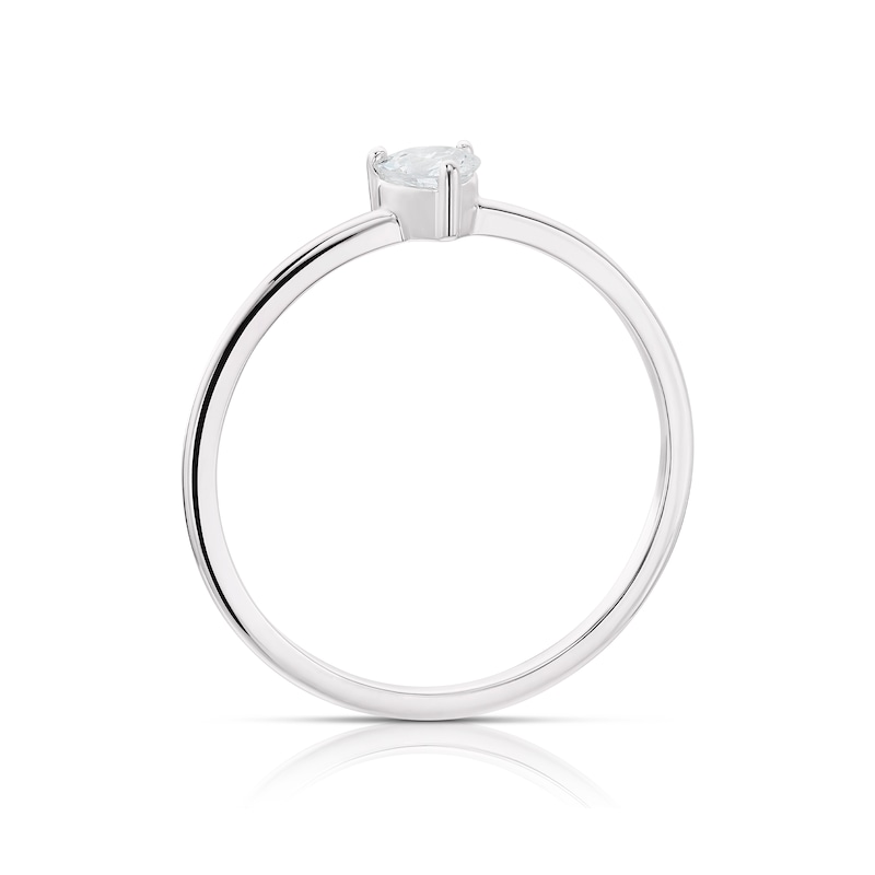 Main Image 3 of Sterling Silver & Cubic Zirconia Heart Cut Ring Size L