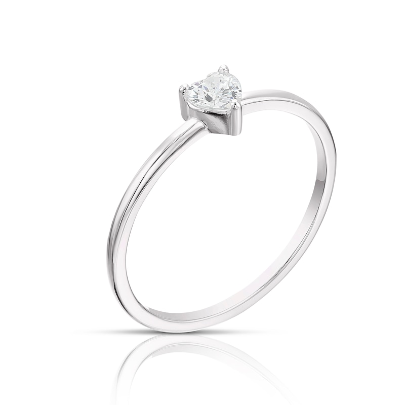 Sterling Silver & Cubic Zirconia Heart Cut Ring Size N