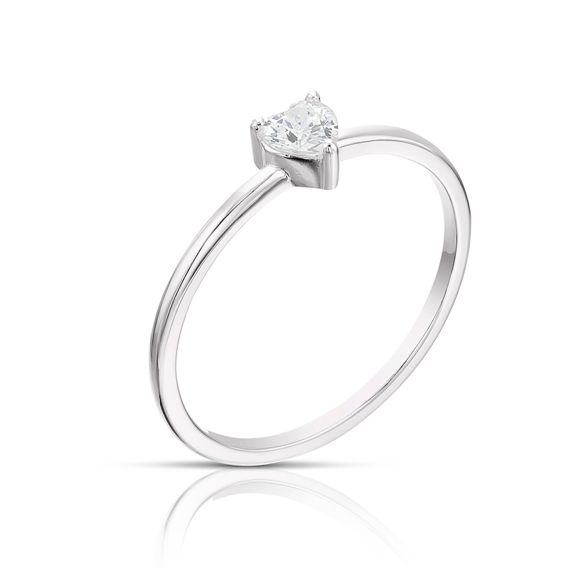 Main Image 2 of Sterling Silver & Cubic Zirconia Heart Cut Ring Size N