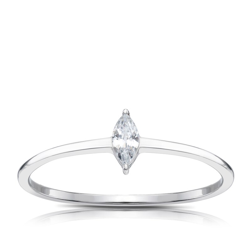 Main Image 1 of Sterling Silver & Cubic Zirconia Marquise Cut Ring Size L