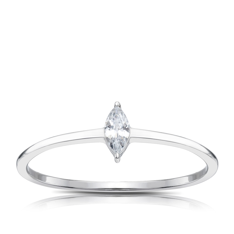 Main Image 1 of Sterling Silver & Cubic Zirconia Marquise Cut Ring Size N