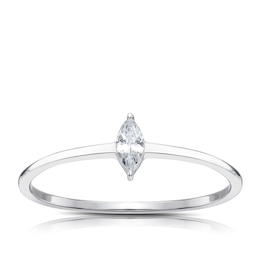 Sterling Silver & Cubic Zirconia Marquise Cut Ring Size P
