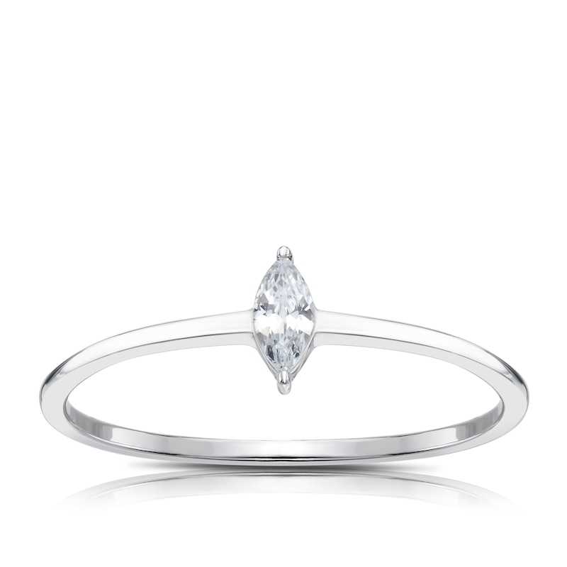 Main Image 1 of Sterling Silver & Cubic Zirconia Marquise Cut Ring Size P