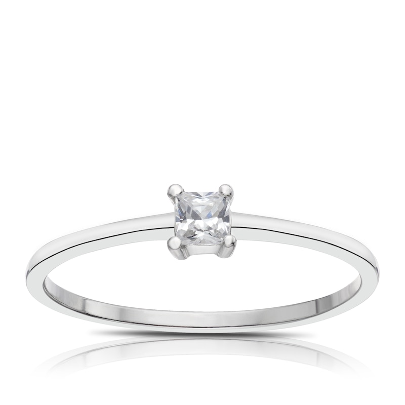 Main Image 1 of Sterling Silver & Cubic Zirconia Princess Cut Ring Size L