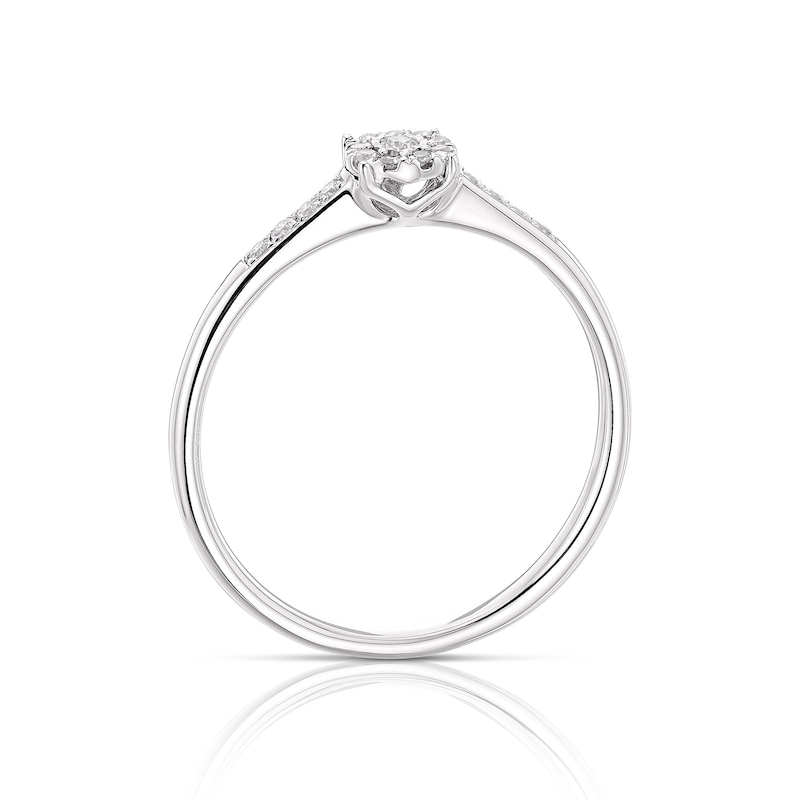 Main Image 3 of 9ct White Gold 0.10ct Diamond Illusion Set Cluster Ring