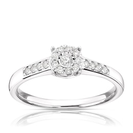 9ct White Gold 0.15ct Diamond Round Cluster Ring