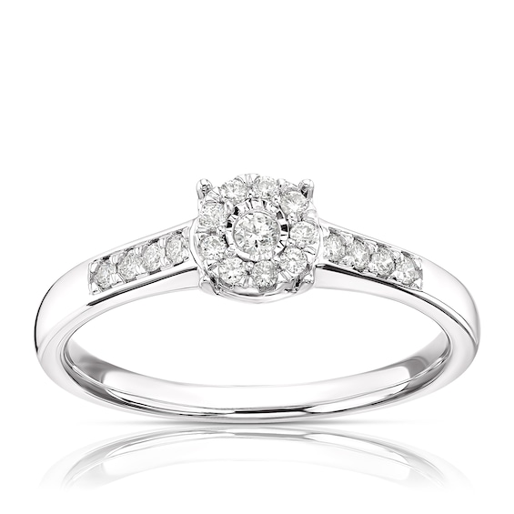 9ct White Gold 0.15ct Diamond Round Cluster Ring