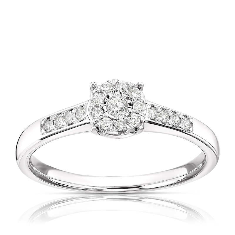 Main Image 1 of 9ct White Gold 0.15ct Diamond Round Cluster Ring
