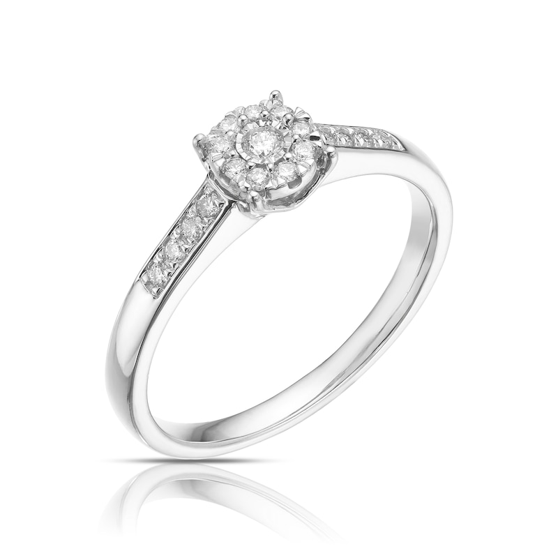 Main Image 2 of 9ct White Gold 0.15ct Diamond Round Cluster Ring