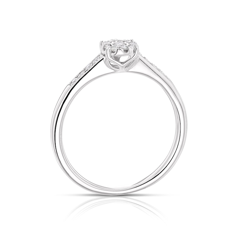 Main Image 3 of 9ct White Gold 0.15ct Diamond Round Cluster Ring