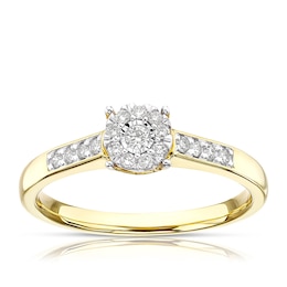 9ct Yellow Gold 0.15ct Diamond Round Cluster Ring