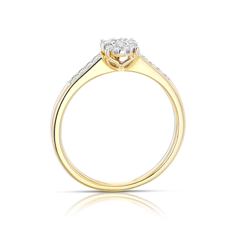 9ct Yellow Gold 0.15ct Total Diamond Round Cluster Ring | H.Samuel