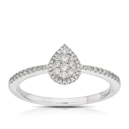 9ct White Gold 0.20ct Diamond Total Pear Cluster Ring