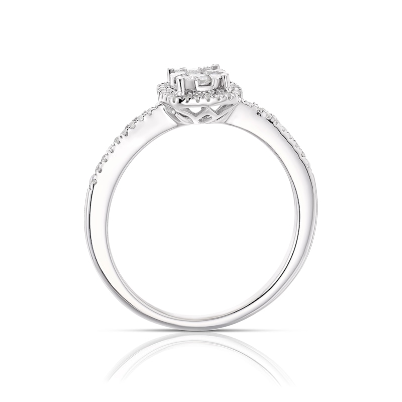 Main Image 3 of 9ct White Gold 0.20ct Diamond Total Cushion Cluster Ring