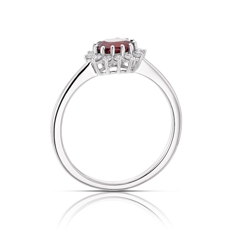 Main Image 3 of 9ct White Gold Red Ruby 0.15ct Diamond Ring