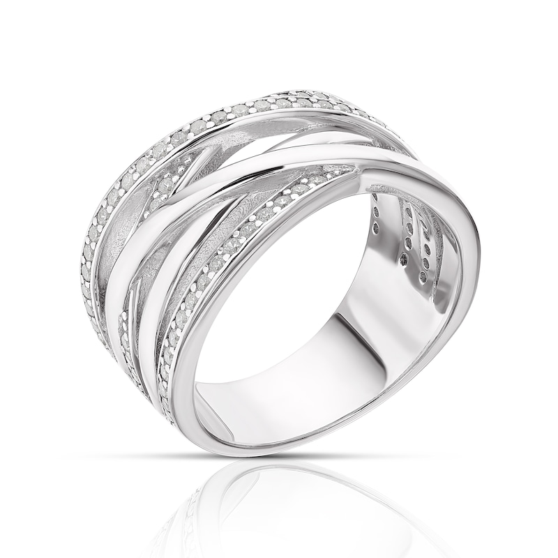 Main Image 2 of Sterling Silver & Cubic Zirconia Crossover Ring Size P