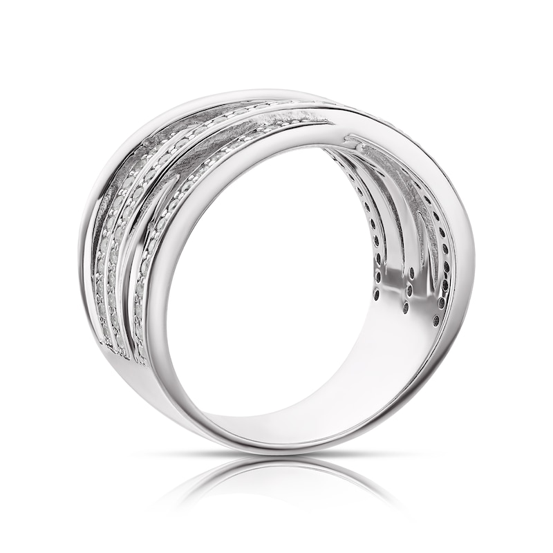 Main Image 3 of Sterling Silver & Cubic Zirconia Crossover Ring Size P